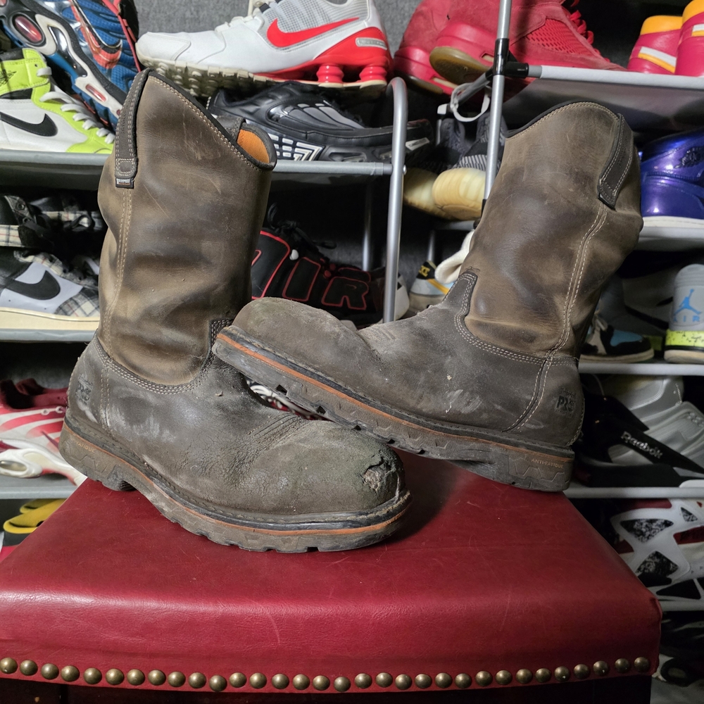 🔥 Timberland PRO Men's Size 11 E Distressed Brown Western Boots Safety